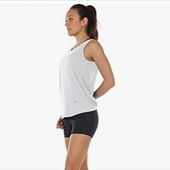 Icyzone White Twist Backless Athletic Work Out Tank Top Womens Medium - Picture 5 of 10